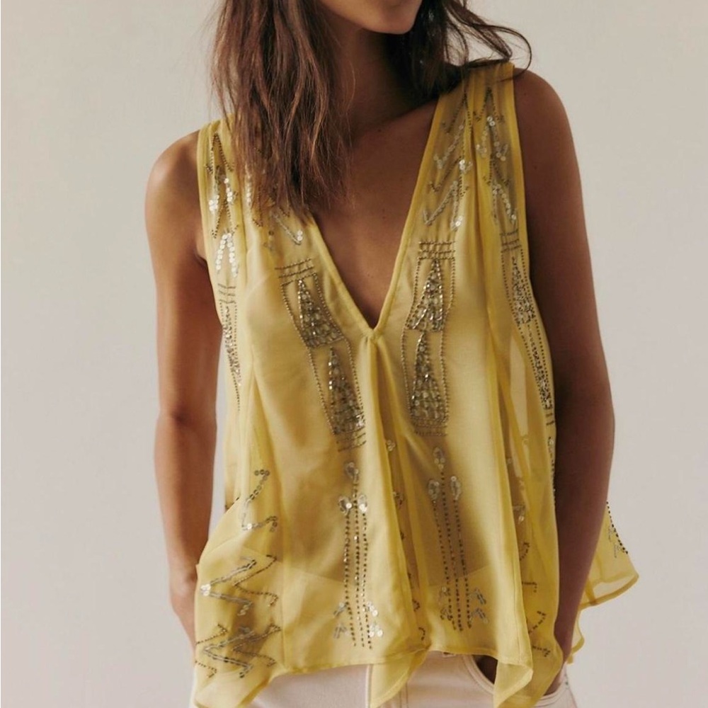 Free People Ibiza Nights Top Beaded Top BNWT